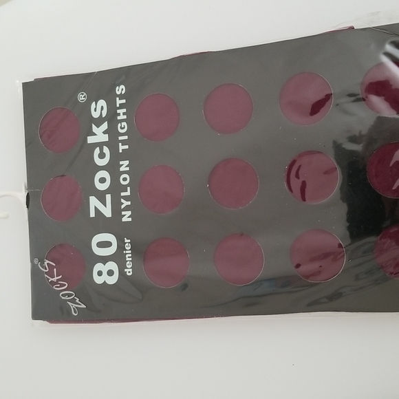 Lot of 2 80 denier Zocks Nylon Tights black/ red - Picture 3 of 5
